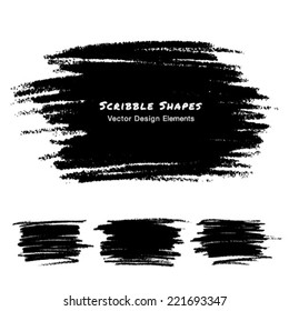 Scribble Stains Hand Drawn In Pencil, Vector Logo Design Elements 