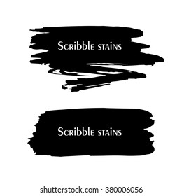 Scribble stains hand drawn shapes isolated on a white background