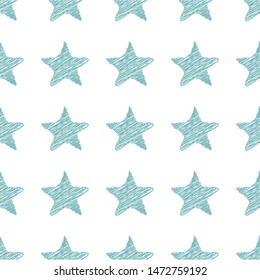 Scribble star. Vector blue star on white background. Star for party, celebration, decoration.