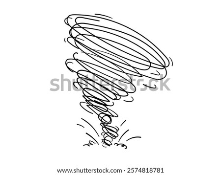 Scribble storm swirl, doodle tornado storm, cyclone illustration