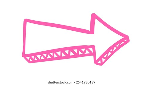 Scribble Straight Arrow Sign Hand Drawn Vector Element. Hand Drawn Doodle Symbol. Marker Drawing Direction Pointer Sign Isolated on White