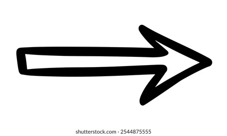 Scribble Straight Arrow Sign Hand Drawn Vector Element. Hand Drawn Doodle Symbol. Marker Drawing Direction Pointer Sign Isolated on White
