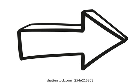 Sinal De Seta Reta Scribble Elemento Vetor Desenhado À Mão. Símbolo de Rabiscar Desenhado à Mão. Sinal de Ponteiro de Direção de Desenho do Marcador Isolado no Branco