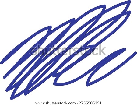 Scribble stroke cluster with dynamic loops and rough marker linework, hand drawn and bold. Symbol of creativity, spontaneity, chaos, freedom, and brainstorming. Cartoon vector illustration.