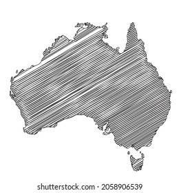 Scribble style Australia map design. Vector Illustration