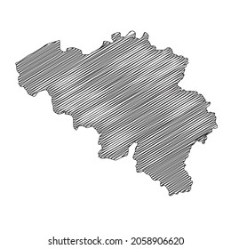 Scribble style Belgium map design. Vector Illustration