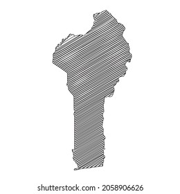 Scribble style Benin map design. Vector Illustration
