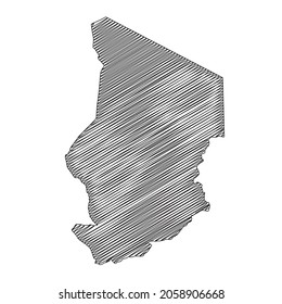 Scribble style Chad map design. Vector Illustration