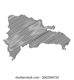 Scribble style Dominican Republic map design. Vector Illustration