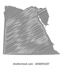 Scribble style Egypt map design. Vector Illustration