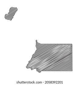 Scribble style Equatorial Guinea map design. Vector Illustration