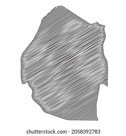 Scribble style Eswatini map design. Vector Illustration