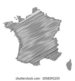 Scribble style France map design. Vector Illustration