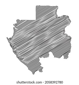 Scribble style Gabon map design. Vector Illustration