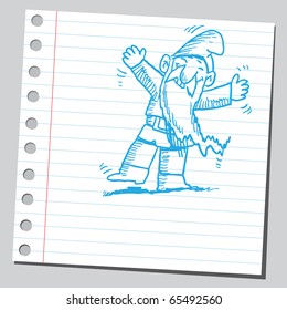 Scribble style illustration of a dancing dwarf