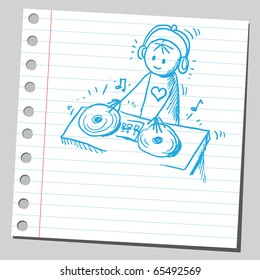 Scribble style illustration of a DJ