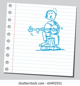 Scribble style illustration guitarist