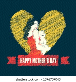 Imagen de la madre abrazando a su bebé con ocasión del Día de la Madre. Se puede usar como póster o diseño de tarjetas de felicitación.