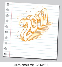 Ilustración de estilo escrúpulo del "nuevo año 2011"