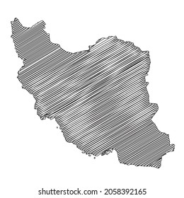 Scribble style Iran map design. Vector Illustration