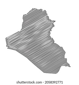 Scribble style Iraq map design. Vector Illustration