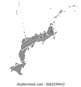 Scribble style Japan map design. Vector Illustration