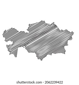 Scribble Stil Kasachstan Karte Design. Vektorgrafik