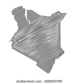 Scribble style Kenya map design. Vector Illustration
