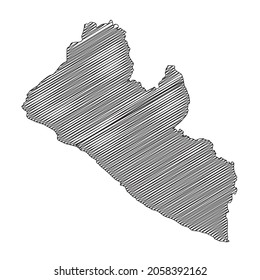 Scribble style Liberia map design. Vector Illustration