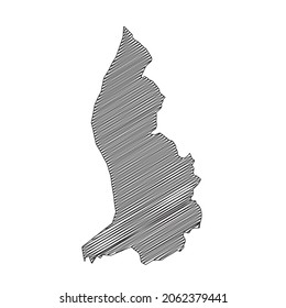 Scribble style Liechtenstein map design. Vector Illustration