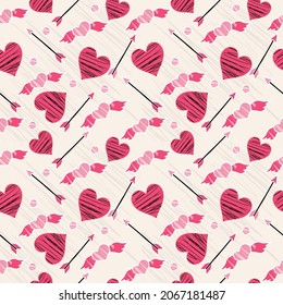 Scribble Style Love Theme Pattern Background.