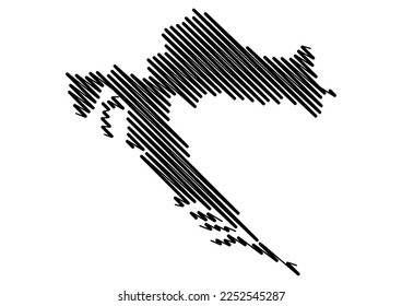 Scribble Style Karte von Kroatien
