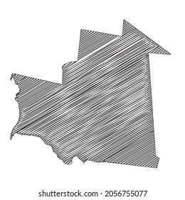 Scribble style Mauritania map design. Vector Illustration