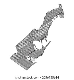 Scribble style Monaco map design. Vector Illustration
