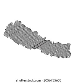 Scribble style Nepal map design. Vector Illustration