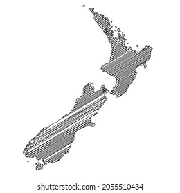 Scribble style New Zealand map design. Vector Illustration