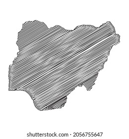 Scribble style Nigeria map design. Vector Illustration