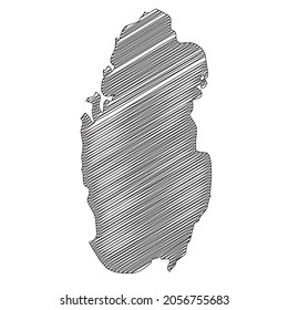 Scribble style Qatar map design. Vector Illustration