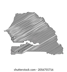Scribble style Senegal map design. Vector Illustration