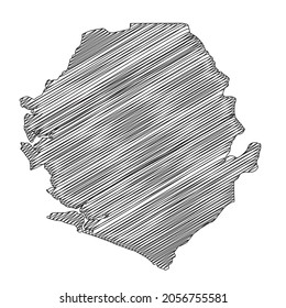 Scribble style Sierra Leone map design. Vector Illustration