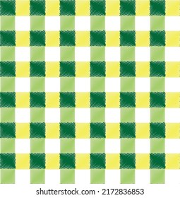Scribble Style Stylish Gingham Plaid Check Trendy Fashion Colors Seamless Pattern Retro Concept Perfect for Allover Fabric Print or Wrapping Paper Lime Green Neon Yellow Tones