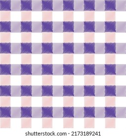 Scribble Style Stylish Gingham Plaid Check Trendy Fashion Colors Seamless Pattern Retro Concept Perfect for Allover Fabric Print or Wrapping Paper Electric Purple Pastel Pink Tones