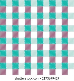 Scribble Style Stylish Gingham Plaid Check Trendy Fashion Colors Seamless Pattern Retro Concept Perfect for Allover Fabric Print or Wrapping Paper Tiffany Blue Purple Tones