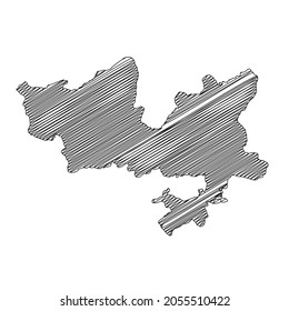 Diseño de mapas de Tayikistán con estilo de crítica. Ilustración vectorial