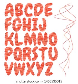 Scribble style text, colorful children's text