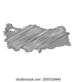 Scribble style Turkey map design. Vector Illustration