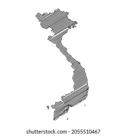 Scribble style Vietnam map design. Vector Illustration