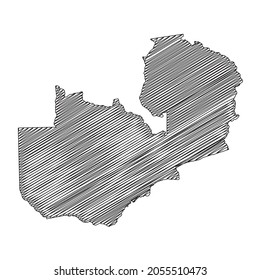Scribble style Zambia map design. Vector Illustration