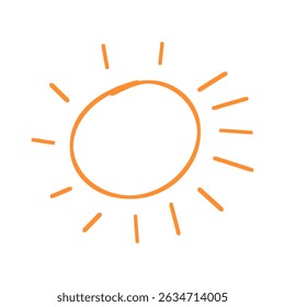 Scribble sun. Childish naive image of summer sun in hand drawn doodle style