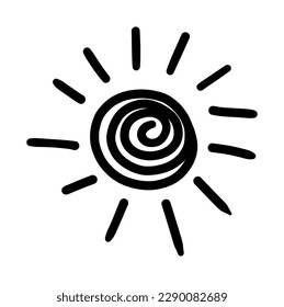 Scribble swirl doodle sun hand drawn simple drawing vector icon weather climate positive emotion